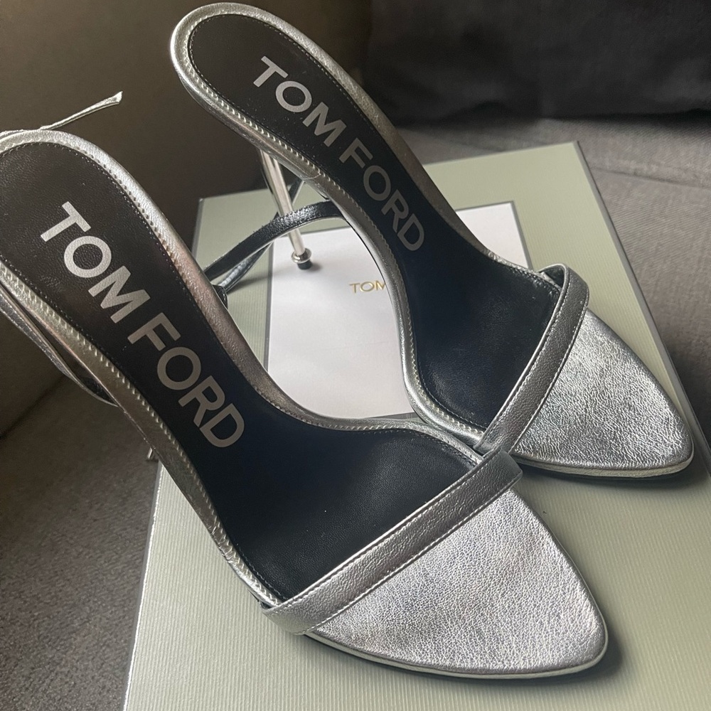 Silver Tom ford padlock heel sandals size 39